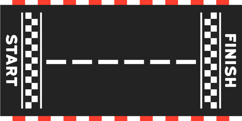 Road with start and finish banner. Racetrack sign. Vector EPS 10. Isolated on white background