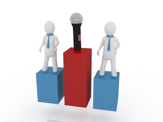 3d illustration man standing with graph and micro phone
