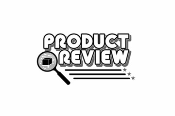 Product Review Typography with a magnifying glass icon