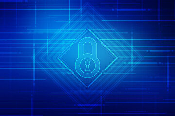 2d illustration Safety concept: Closed Padlock on digital background
