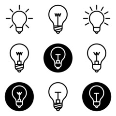 Lightbulbs Flat Icon Set Isolated On White Background