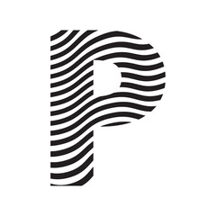 Simple Alphabet P with waves pattern icon.