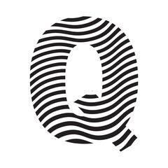 Simple Alphabet Q with waves pattern icon.