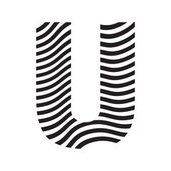 Simple Alphabet U with waves pattern icon.