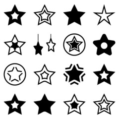 Stars Flat Icon Set Isolated On White Background