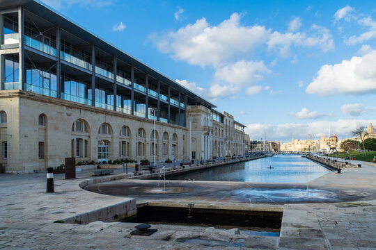 Dock No. 1 alongside the American University of Malta (AUM) building in Cospicua (Bormla), Malta.
