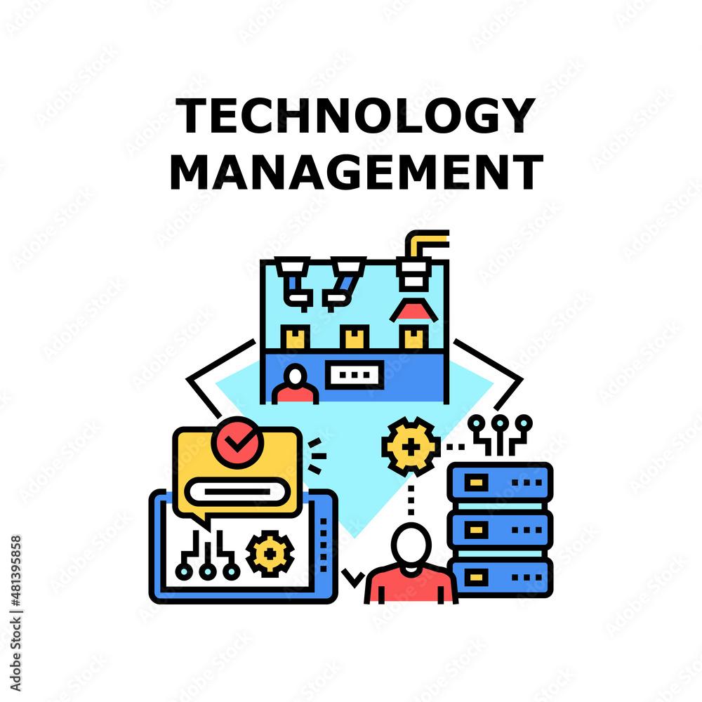 Poster technology management business. concept digital data. computer web. internet information office clou