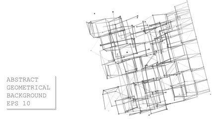 Abstract illustration with connected dots and lines. The concept of science, technology. Vector