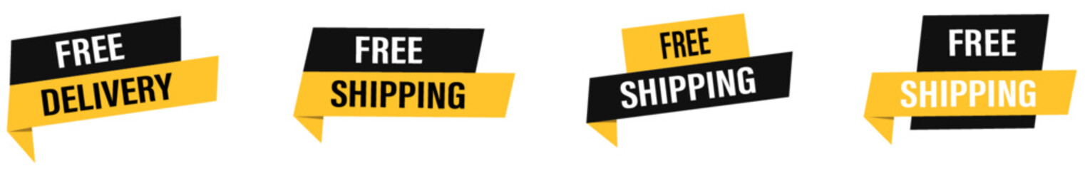 Free delivery or free shipping labels. Banner template. Vector illustration.