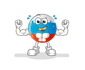 russia flag muscular cartoon. cartoon mascot vector