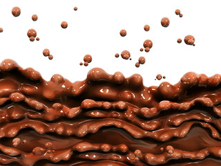 Splash chocolate, wave of chocolate, dairy product, isolated 3d rendering
