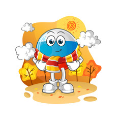 russia flag in the autumn. cartoon mascot vector