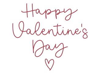 Happy Valentine's Day monoline lettering pink with heart