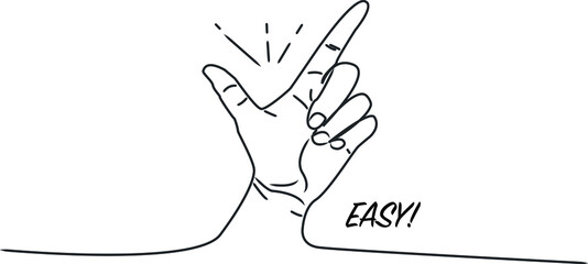 Easy gesture. Snapping finger magic gesture sketch drawing, winning expression or hand win signal, easy snap man fingers clicking, vector illustration
