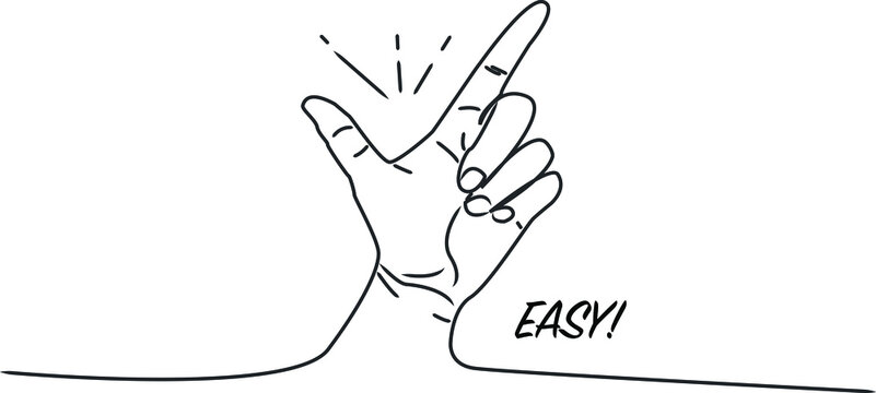 Easy Gesture. Snapping Finger Magic Gesture Sketch Drawing, Winning Expression Or Hand Win Signal, Easy Snap Man Fingers Clicking, Vector Illustration
