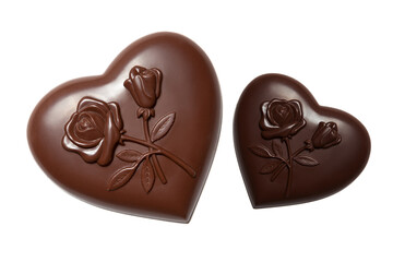 Heart shaped chocolates isolated on white background. Valentine's day concept.