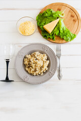 Risotto on a white background.