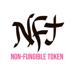 colorful simple flat art vector illustration of hand drawn headline signboard freehand text NFT non-fungible token