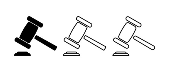 Judge hammer icon. Justice concept. Vector EPS 10. Isolated on white background - obrazy, fototapety, plakaty