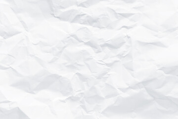 White crumpled paper texture background.