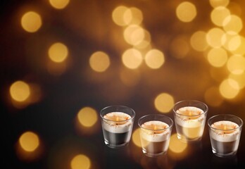 Traditional Chanukah candles with dark bokeh lights background