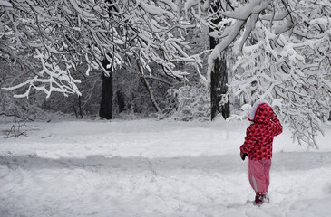 Child in snow park