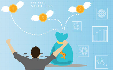 2D illustration business success concept