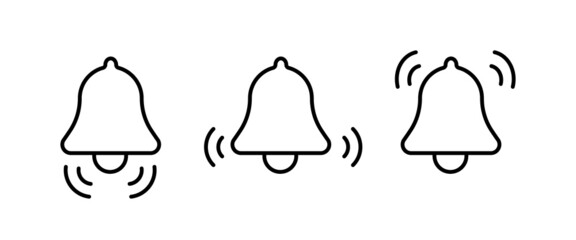 Message notification bell incoming inbox message, ringing, Alarm, service, handbell Firefighter call icons button, vector, sign, symbol, logo, illustration, editable stroke and flat design isolated