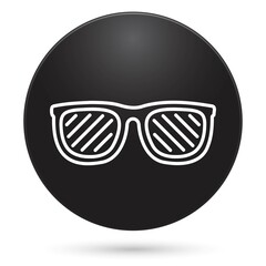Glasses icon, black circle button, vector illustration.