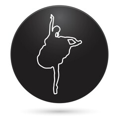 ballerina icon, black circle button, vector illustration.
