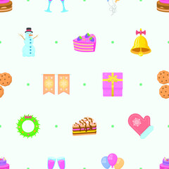 Seamless Pattern Abstract Elements Happy New Year Christmas. Vector Design Style Background Illustration Texture For Prints Textiles, Clothing, Gift Wrap, Wallpaper, Pastel