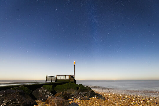 Night Sky Over South Heacham Beach In Norfolk (UK) Coast