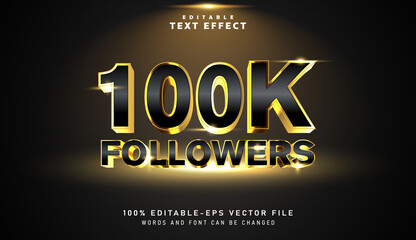 3D 100K Followers text effect - Editable text effect
