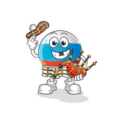 russia flag scottish with bagpipes vector. cartoon character