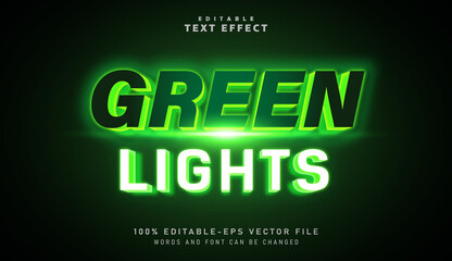 3D Green Lights text effect - Editable text effect