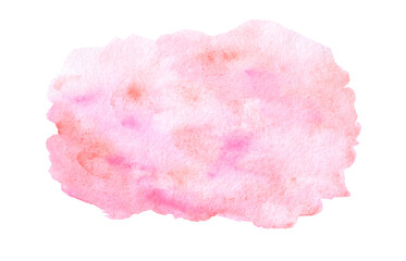 Pink watercolor background hand drawn isolated white background.