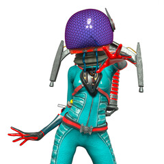 Fototapeta premium alien girl astronaut want to reach you
