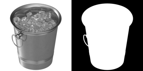 3D rendering illustration of an ice bucket