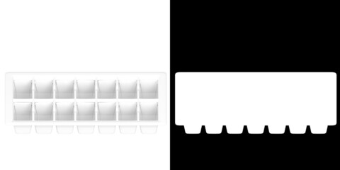 3D rendering illustration of an ice cube tray