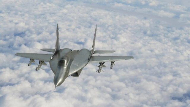 armed military fighter jet in flight - isolated on white - 3d render