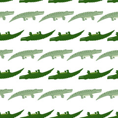 Cute crocodiles seamless pattern.Funny animals background.