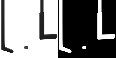 3D rendering of two ice hockey sticks and a puck