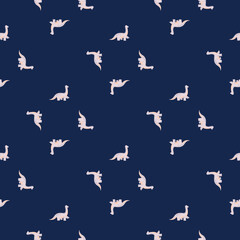 Fototapeta premium Cute brachiosaurus seamless pattern. Funny children dinosaur sketch.