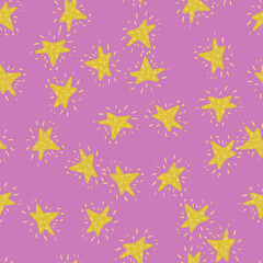 Fototapeta na wymiar Stars seamless pattern. Hand drawn background space.