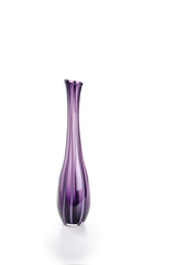 Purple long glass vase, isolated