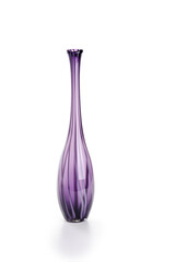 Purple long glass vase, isolated