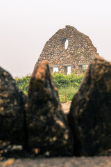 Ruined stone house on beach in Rhode Island