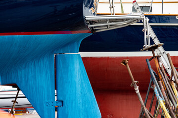 boats on lift at Aquidneck Island, Rhode Island