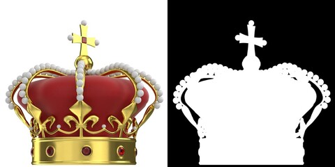 3D rendering illustration of an imperial crown with orb and cross
