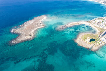 Vista aerea di porto cesareo, lecce, puglia